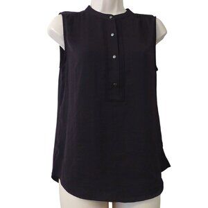 Banana Republic Sleeveless Women Petite Size XS Purple Pullover Button Up Blouse
